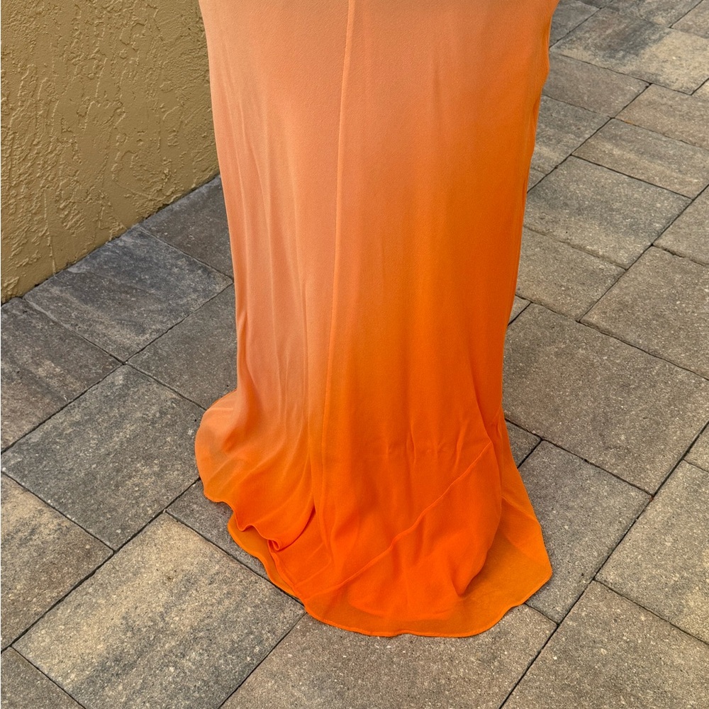 Vintage Y2K EREZ LEVY Ombré Orange Degradé Chiffon Evening Dress Gown Sz 4 - Picture 7 of 9
